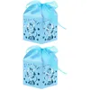 Gift Wrap 100 Pcs Wedding Favor Boxes Hollow Out Craft Paper Box For Gifts Candy Sweets (Blue)