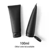 100ml Empty Cosmetic Container Matte Black Squeeze Bottle Makeup Cream Body Lotion Travel Packaging Plastic Soft Tube 100g