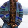 Suéteres para hombres Hombres Suéter Cardigan Estilo occidental Venta de ropa 2021 Botón de rayas de primavera Tops de manga larga1
