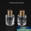 100st / lot grossist 3ml Golden Cap Mini Glass Parfymflaska Essentiell oljesflaska med skruvlock Raffillerbar doftbehållare