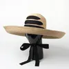 Nouveau mode noir ruban ruban dames raphia chapeau retrousser Kentucky Derby chapeau de soleil grand large bord été plage chapeau de paille Y200714