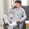 Men Pyjama Set Cotton Spring Long Sleeve Plaid Men Pajama Suit Spring Nightwear Pijama Male Sleepwear Two Piece XXXL LJ201112