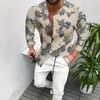 Abbigliamento personalizzato all'ingrosso abbottona la camicia da uomo estate fiore stampa camicie da uomo manica lunga chemise