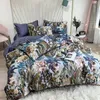 Puur Egyptisch katoen Beddengoed Set Tropische bladeren Bloemen Dekbedovertrek Set Silky Soft Queen King BED Sheet Quilt Cover Pillowcases LJ200818