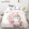 3D desenhos animados conjunto de cama para crianças / bebê / criança / menino / menina, rosa elefante duvet conjunto conjunto personalizado / europa / rainha, colcha / cobertor conjunto y200111