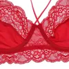 Damesondergoed Sexy beha beha set slipje en string ultradunne bloemen kant ongevoerde schoonheid Back Bra Sets T200602