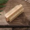 Wooden Natural Boar Bristle Brush Double Sided Nail Brush SPA Manual Cleaning Massage Brushes