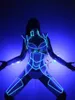 Stage Wear Fashion Nightclub Bar Performance Clothes Fluorescent Party Light LED Jumpsuit Women GoGo Futuristic Technology DWY4557