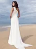 A-lijn Trouwjurk 2022 Bruid Toga One Shoulder Chiffon Sweep Train Beach Plus Size Side-Draped Vestido de Noiva Robe Mariage