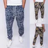 Hawaiian Heren Floral Print Katoen Linnen Lange Harem Broek Blauwe Drawstrings Pockets Man Broek Zomer Streetwear Joggers Man 201110