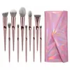 Finger print Brushes 10pcs Set Rose Gold Makeup Eyeshadow Powder Contour Brush Kits Beauty Cosmetics tools free ship 3set