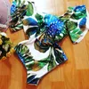 2020 Sexy Ruffle Women Swimwear 1pc цветочный принт купальник Push Up Monokini Bodysuit Primin