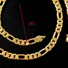 سلسلة قلادة حقيقية 18 قيراط أصفر GF ذهبي صلب Wome's Figaro Bling Link 50 سنتيمتر 6 مللي متر Stamep 585 مميز