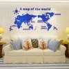 Mapa do mundo DIY 3D acrílico adesivos de parede para sala de estar educacional mapa do mundo decalques de parede mural para crianças quarto dormitório decoração y202725