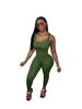 Designerstijl 2023 damesmode bodycon jumpsuit U-hals meerkleurige elastische mouwloze broek effen slanke rompertjes jumpsuits