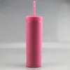 가장 저렴한! 뚜껑이있는 매트 아크릴 텀블러 뚜껑이있는 6 색 매트 아크릴 텀블러 다채로운 플라스틱 스포츠 물 병 더블 벽 마시는 컵 A12