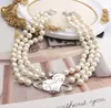 Hot Selling Planetary Heavy Industries Three-layer Pearl Necklace Female Full Diamond Satellite Clavicle Chain Retro Necklace Bridal Wedding