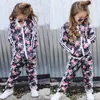 Impressão floral da criança meninas roupas de inverno conjunto bebê menina boutique crianças roupas esporte terno hip hop menina fatos de treino zip upx1019