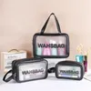 أكياس مكياج شفافة PVC Women Women Wash Bag Organizer سعة كبيرة من مستحضرات التجميل.