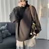 Mens Turtleneck Tröjor och Pullovers Vinter Tjock Vintage Casual Loose Korean Mode Kläder Stickad Turtle Neck Sweater Män