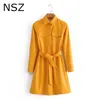 NSZ Women Brown Faux Pure Pu Leather Long Jacket With Belt Fall Fashion Artificial Fur Coat Elegant Female Outwear Tops 20103030