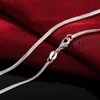 AGLOVER New 925 Sterling Silver 16 18 20 22 24 26 28 30 Inch 2mm Snake Chain Necklace For Woman Man Fashion Charm Jewelry Gift1279d