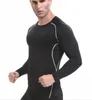 Men's T-shirt tees running fitness clothing quick-drying sportswear long-sleeved compression training stretch Slim tights size S-2XL