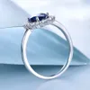 UMCHO Luxury Blue Sapphire Princess Rings for Women Genuine 925 Sterling Silver Romantic Engagement Ring Wedding Jewelry 201113258S5505023