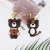 Fashion Woman Flower PU Leather Key Chains Bear Tiger Monkey Lion Car Key Chain Women Bag Pendant Keychains