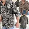 Мужские повседневные рубашки 2022 Мужская мода леопардовый печать рубашки высокого качества с длинным рукавом социальная партия Homme