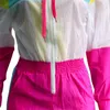 Sexy Bodysuit Cousssuit Rompsers Женский комбинезон с длинным рукавом карманы молнии полосатые печати тонкий комбинезон комбинированные Femme T200509