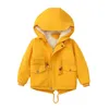 Children's Algodão Meninos Jaqueta de Pelúcia Grosso Inverno Children's Roupas Jaqueta Sólida Jaqueta Hooded Trench Coat Bebé Roupas LJ201125