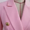 HIGH STREET Classic Designer Blazer Jacket Women's Slim Fitting Metal Lion Buttons Double Breasted Blazer 201023