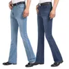 Jeans da uomo casual di alta qualità da uomo di alta qualità con taglio a vita media svasati pantaloni a campana semi-svasati Plus Size 27-38 201123