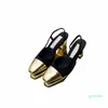 Mode Classic Womans Sandals Designer Chunky Heel High Heels Leather Patchwork Tofflor Flip Flops Loafers Luxury Brands Toppkvalitet 2022