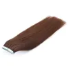 Peruansk människa hår Silk Straight Wave 14-26 '' Hud Weft 10atape i hårförlängningar Dark Brown#2 3G per bit 80st L249N