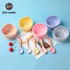 Let's Make Baby Silicone Plate Kids Bowl & Spoon Set BPA Free Baby Feeding Dishes Tableware Cartoon Children Baby Plate LJ201221