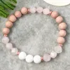 MG1100 Cutted Rose Quartz Lava Stone Bracelet Natural Rosewood Beaded Bracelet Essential Oil Diffuser Energy Bracelet Aromatherapy Healing