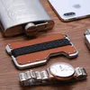 Dienqi Ny äkta läderkortshållare Men Aluminium Metal RFID Blockering Kreditkortshållare Slim Minimalist Wallet Cardholder LJ2009557958