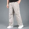 spring summer Men cargo pants zipper pockets cotton large size 6XL 7XL 8XL casual out door pants straight pants loose mferlier G0104