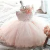 Baby flickor tutu 1 år födelsedagsklänning spädbarn festklänningar prinsessan spets båge nyfödd dop klänning dopande knäckar för tjej q1222373274