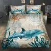 Novo Adorável Bay Tartaruga Marinha Marinha Set Adulto / Garoto Meninas Duveta Capa de Cama Tartaruga Rainha Twin Bed Linen LJ201015