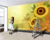 Carta da parati floreale moderna personalizzata 3d Carta da parati murale 3d in seta decorativa con flora romantica girasole giallo sognante