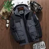 브랜드 겨울 파카 남성 따뜻한 두꺼운 방풍 재킷 남성 품질 멀티 포켓 후드 코트 남성 패션 방수 outwear M-9XL 201126