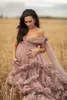 Long Evening Dresses deep v neck 2020 cascading Ruffles Tulle African Pregnant Women Cape Maternity Formal Evening Gowns For Po2977