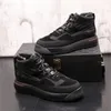 Brand Black High-Top Sukienka ślubna Buty Brytyjski Styl Męska Platforma Skóra Casual Mokasyny Moda Wiosna Jesień Lace-Up Rozrywka Jazdy Chodzenie Mokasyny