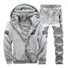 Tracksuit Winter Far Fleece Hoodies Jacket Men Casual Sweatshirts Mn CoatPant 2 PCS Moletom Masculino 201116