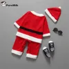 Jul baby kläder infantil Santa Claus kostym för baby pojkar nyfödda Bebe rompers för nyår LJ201023