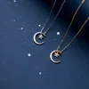 s925 Silver Forest Series Star And Moon Sweet Necklace Female Small Fresh Korean Style Simple Temperament Clavicle Chain Q0531