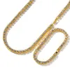 1 Reihe Tennisketten Armband Mode Hiphop Schmuckset Gold / Weißgold 5mm Halskette voller Strasssteine für Männer Frauen